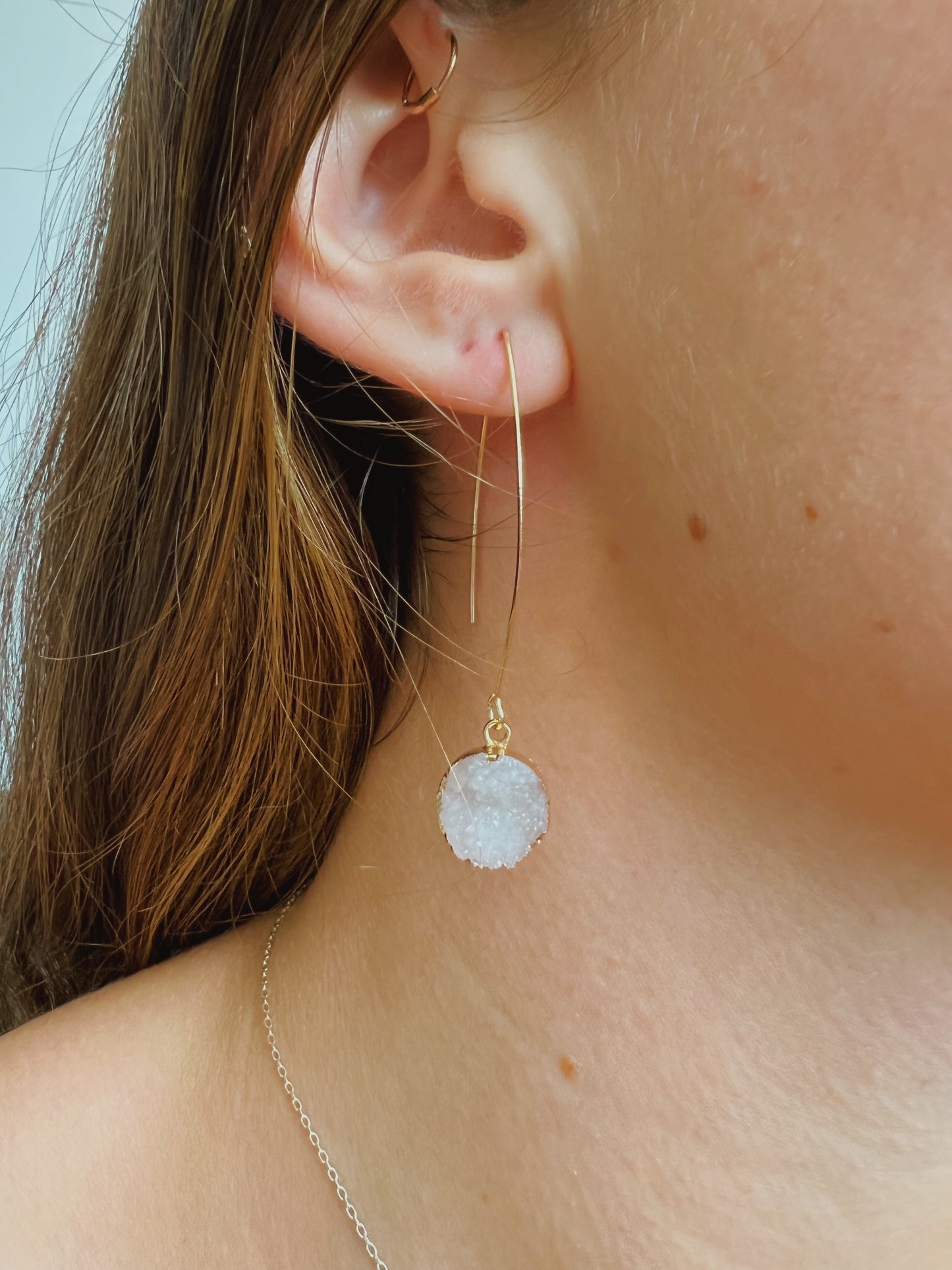 Gold with Crystal Dangle Earrings