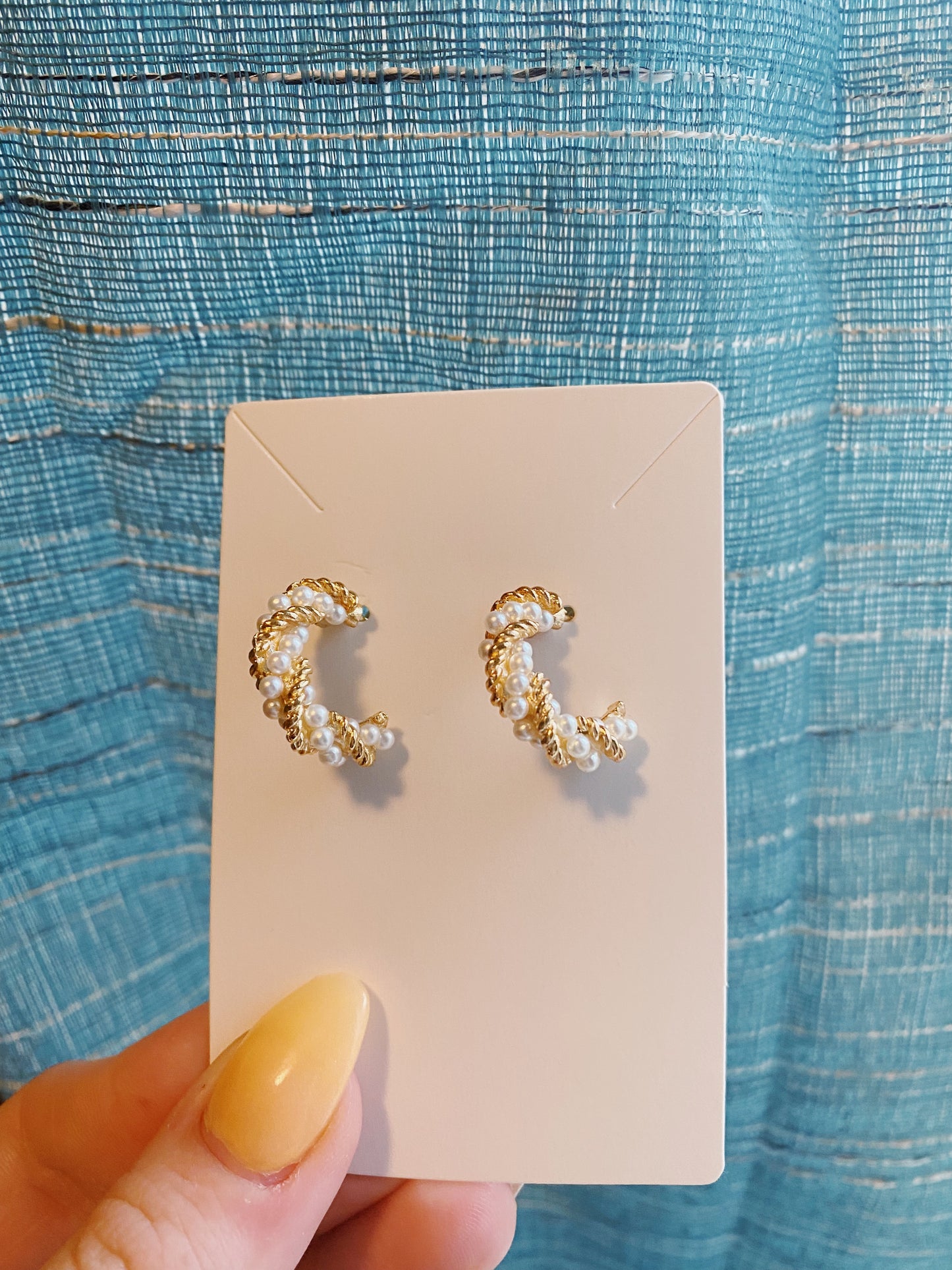 Twisted Chain & Pearl Hoops