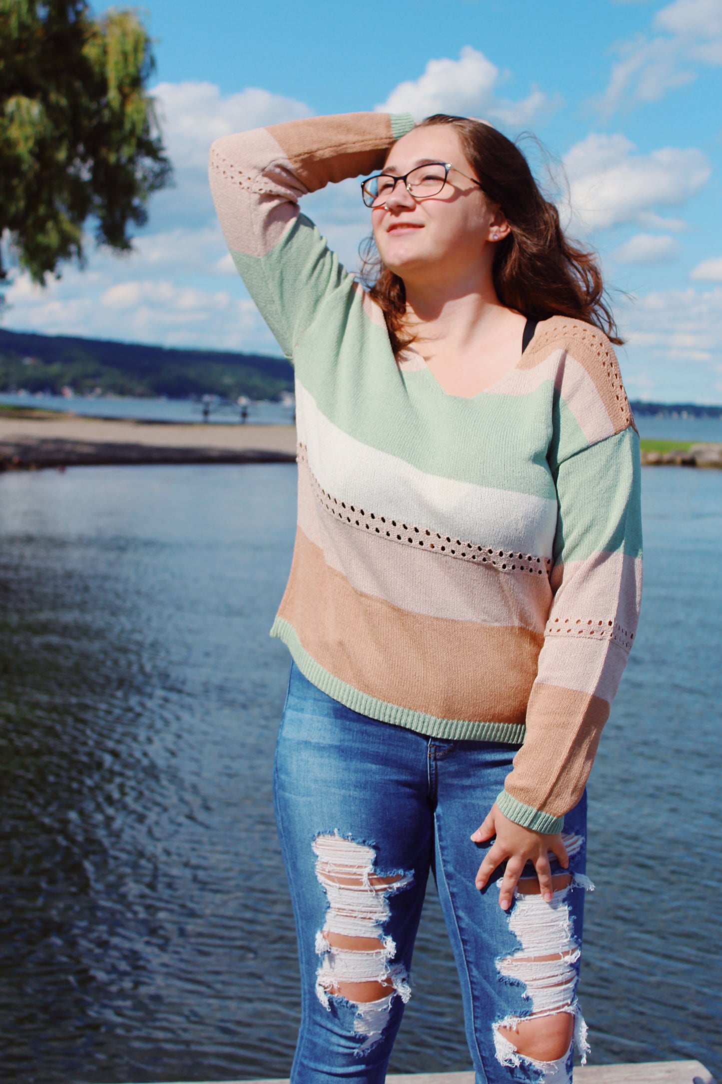 Earthy Tones Striped Sweater