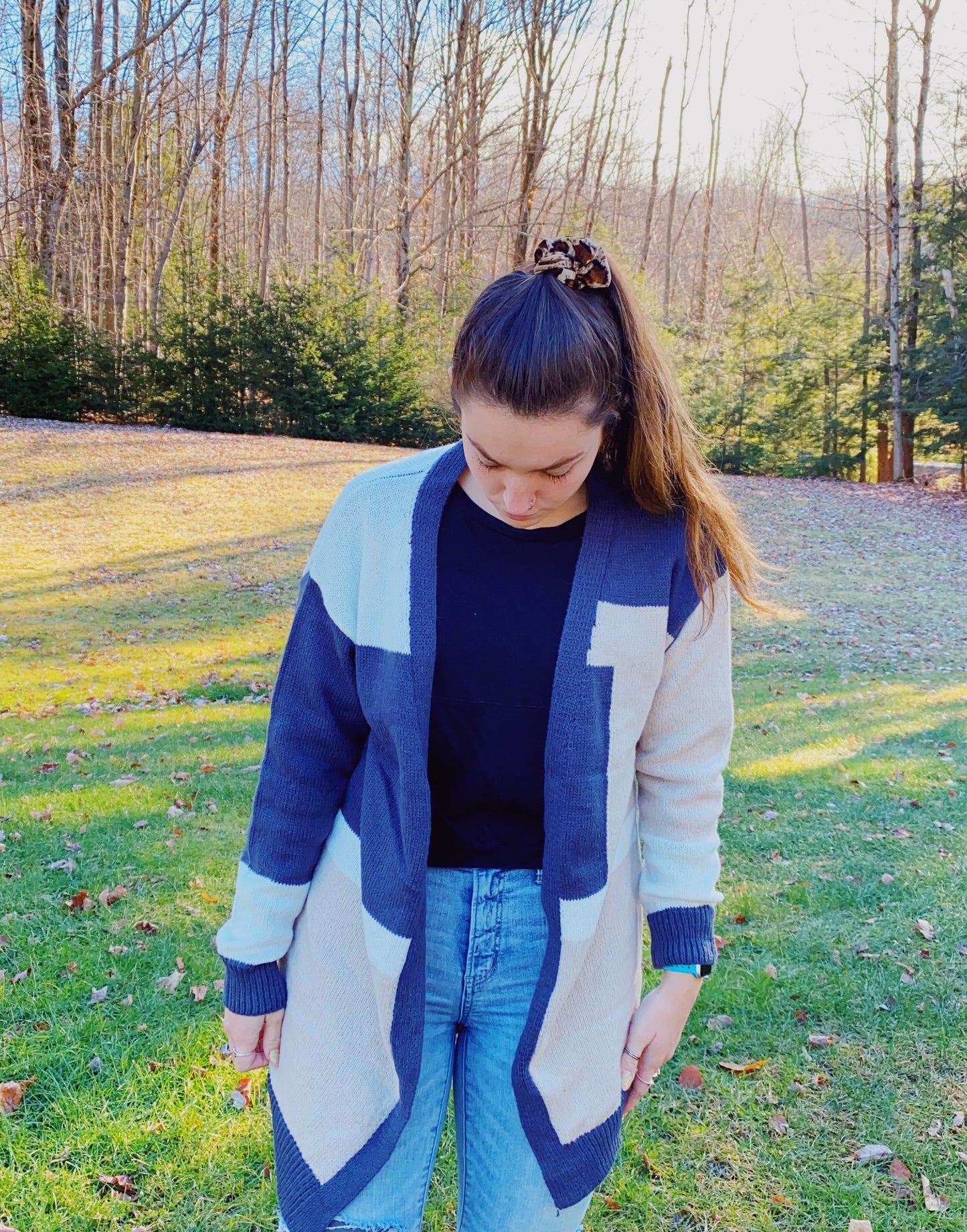 Neutral Tones ColorBlock Cardigan Sweater