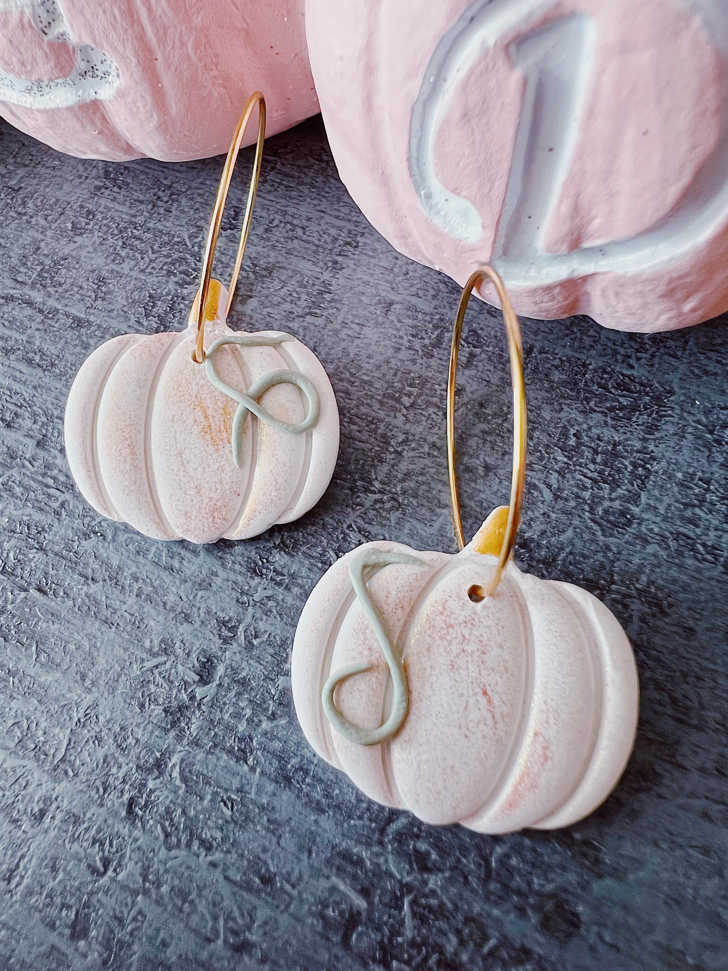 Pumpkin Clay Hoop Earrings