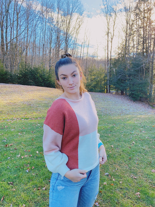 Pretty in Pink Color Block Sweater