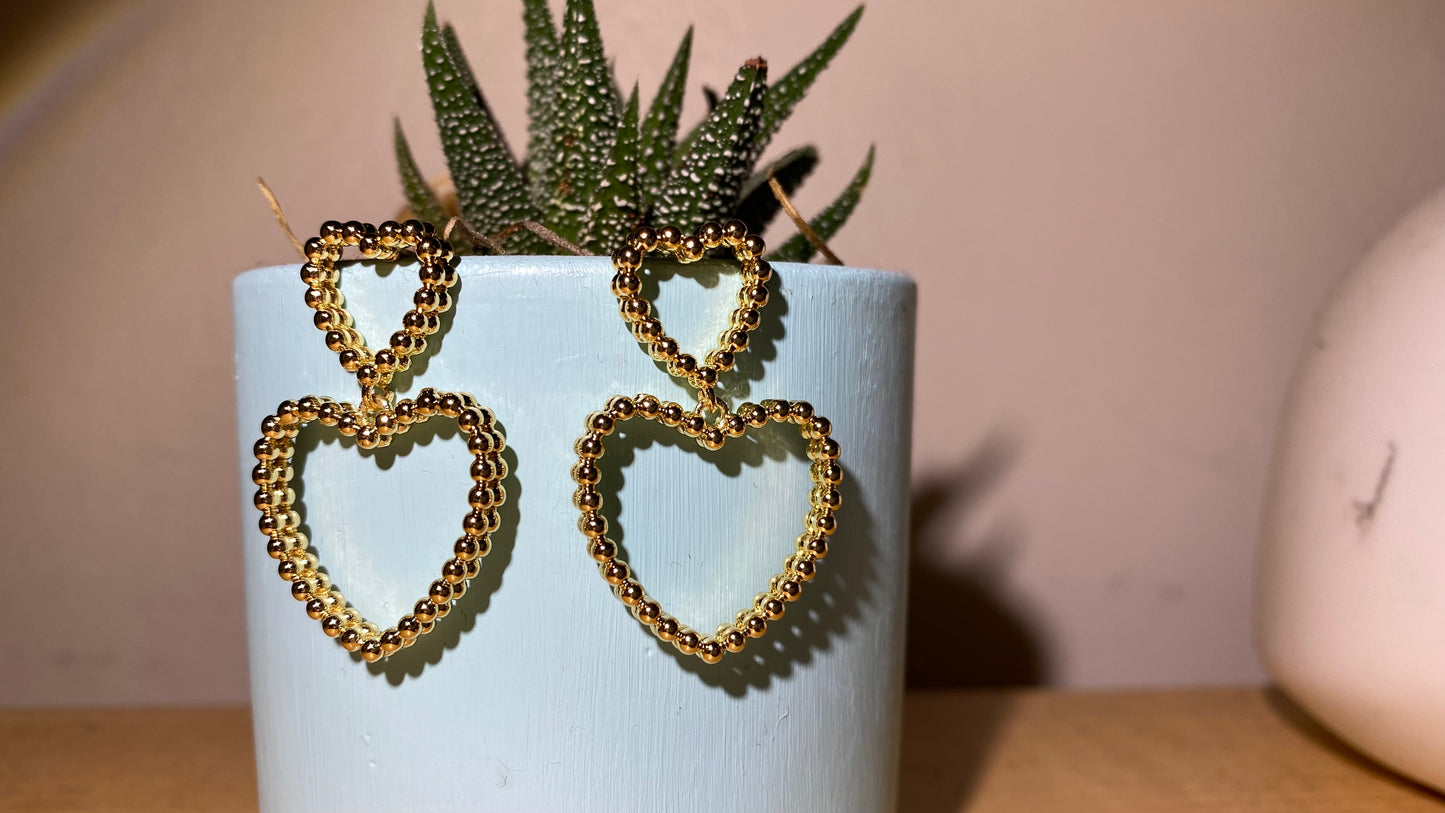 Beaded Hearts Dangle Earrings