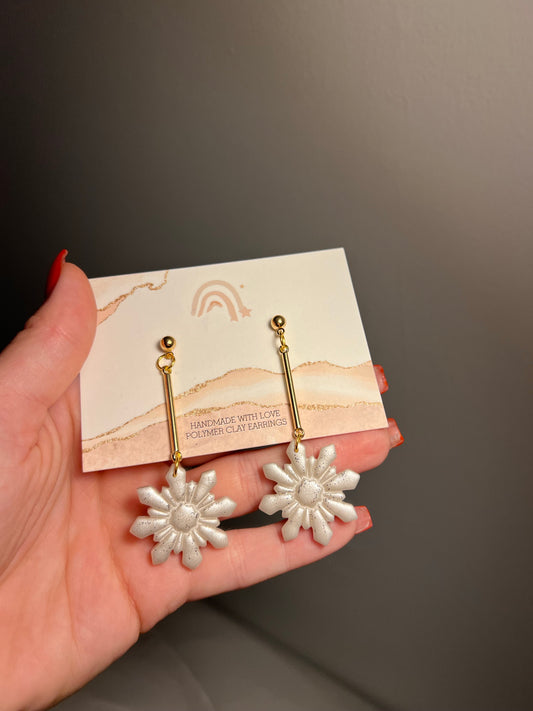 Dangle Snowflake Clay Earrings