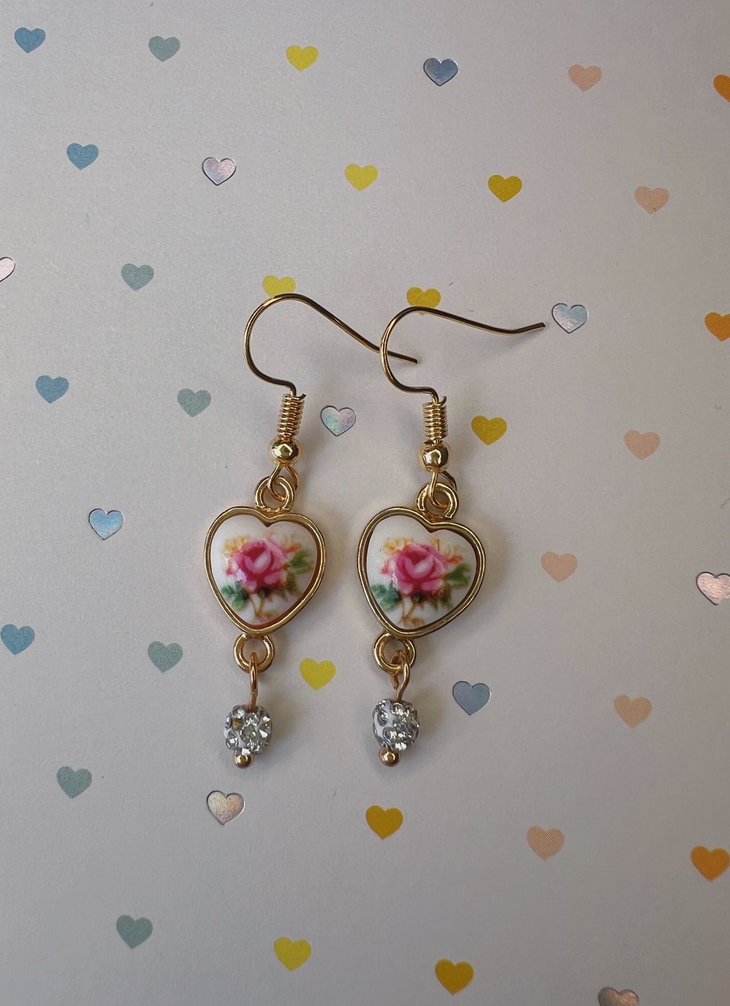 Vintage Inspired Porcelain Garden Print Earrings