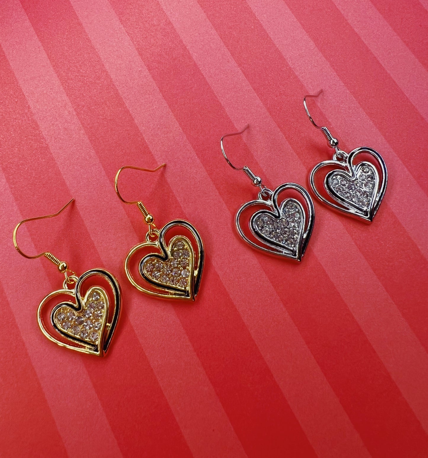 Valentines Heart Handmade Dangle Fishook Earrings