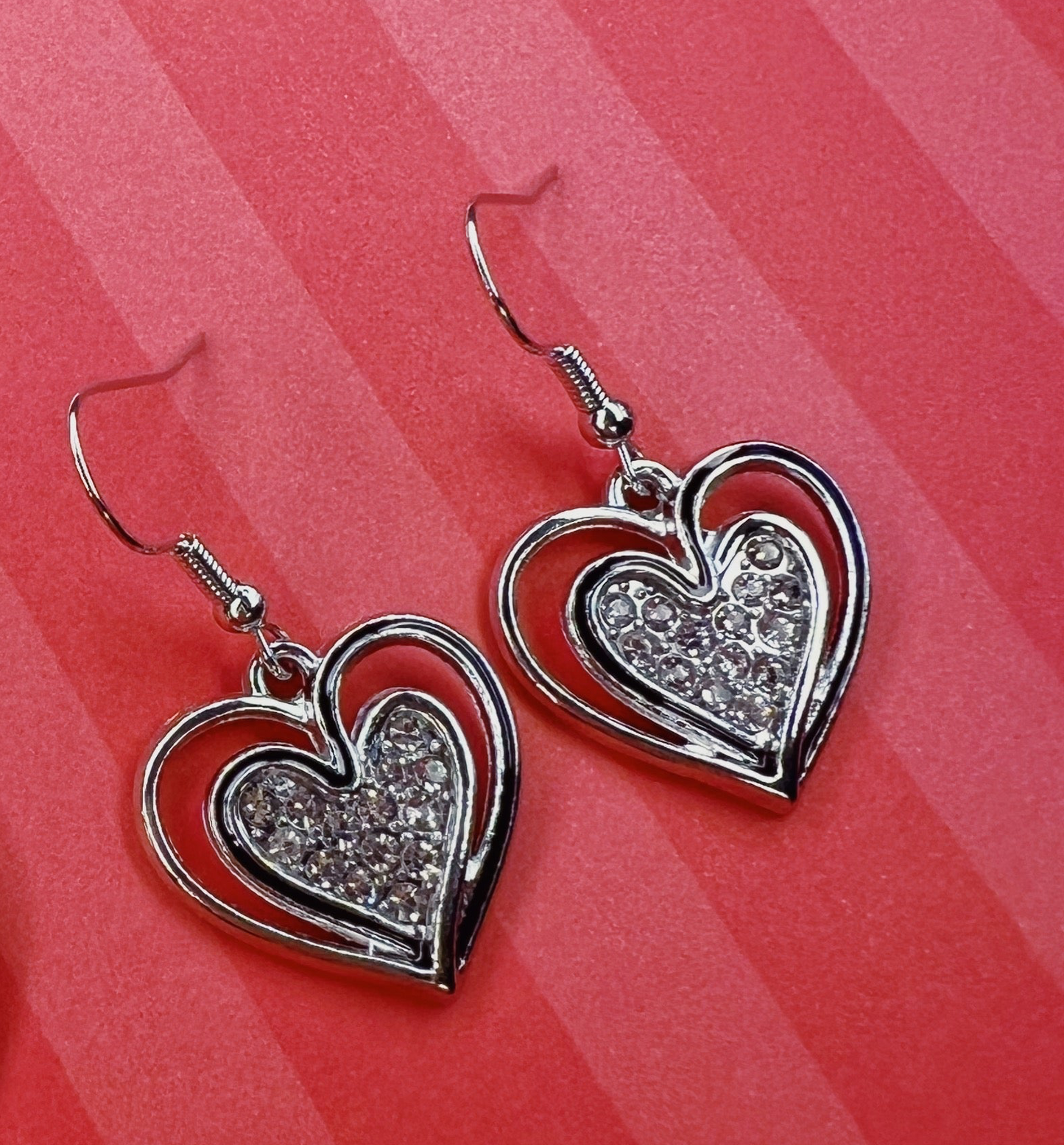 Valentines Heart Handmade Dangle Fishook Earrings