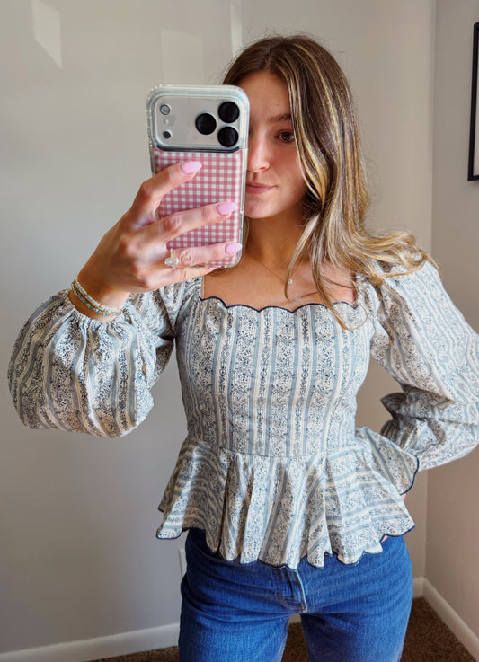 The Bluebell Darling Scalloped Blouse