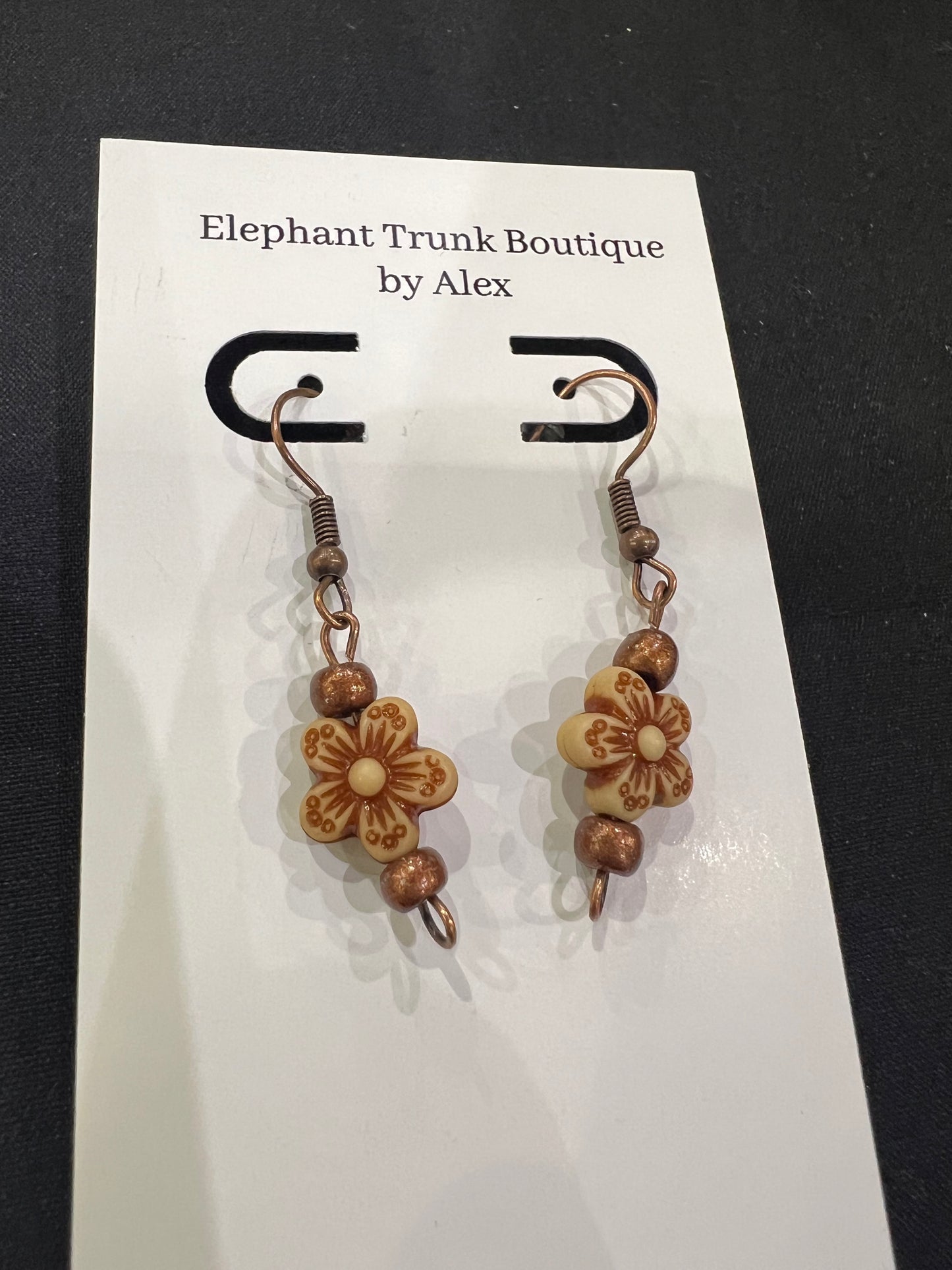 Cinnamon Spice Flower Dangle Earrings