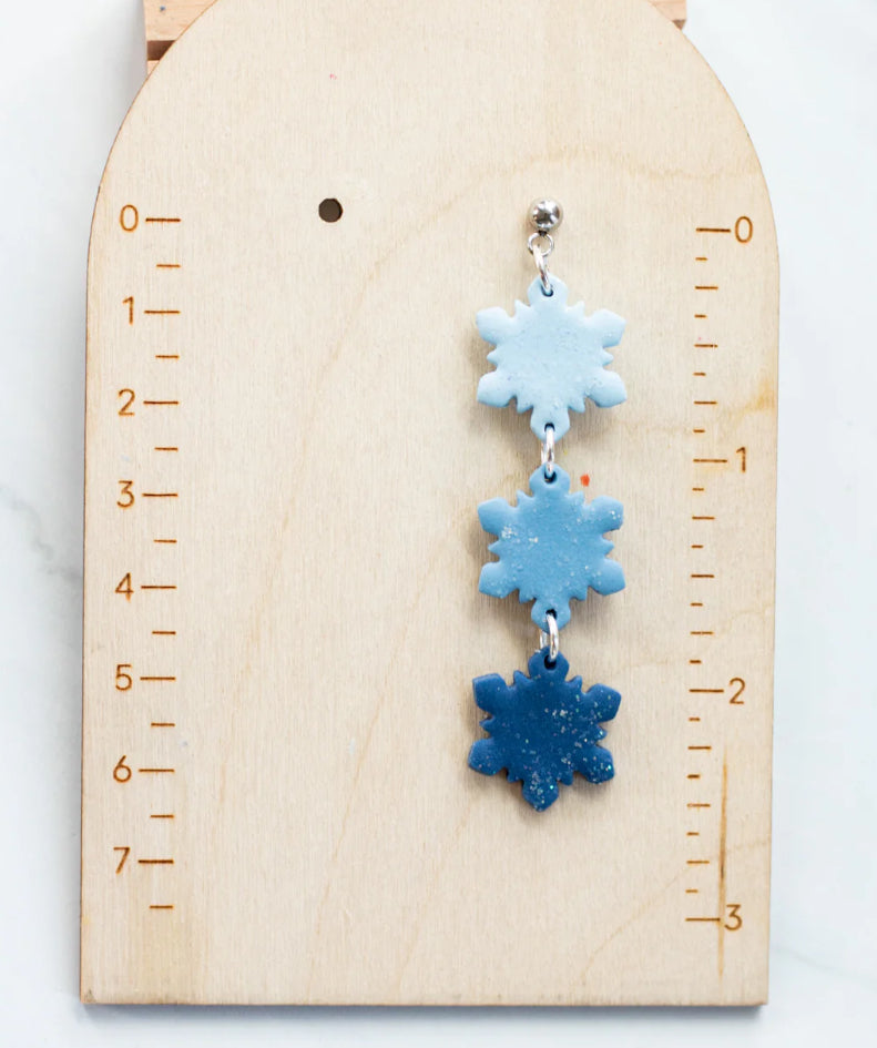 Snowflake Trio Clay Dangle Earrings
