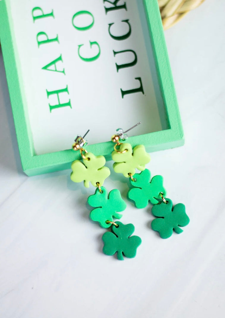 St Patrick’s Day Shamrock Trio Earrings