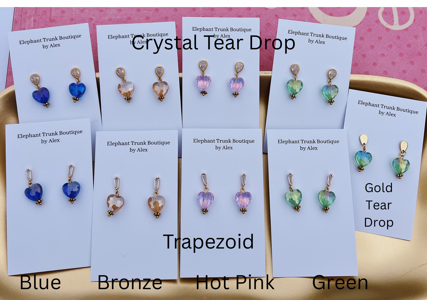 Valentines Crystal Heart Dangle Earrings