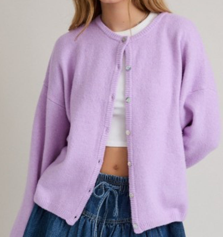 Lavender Cloud Crewneck Cardigan