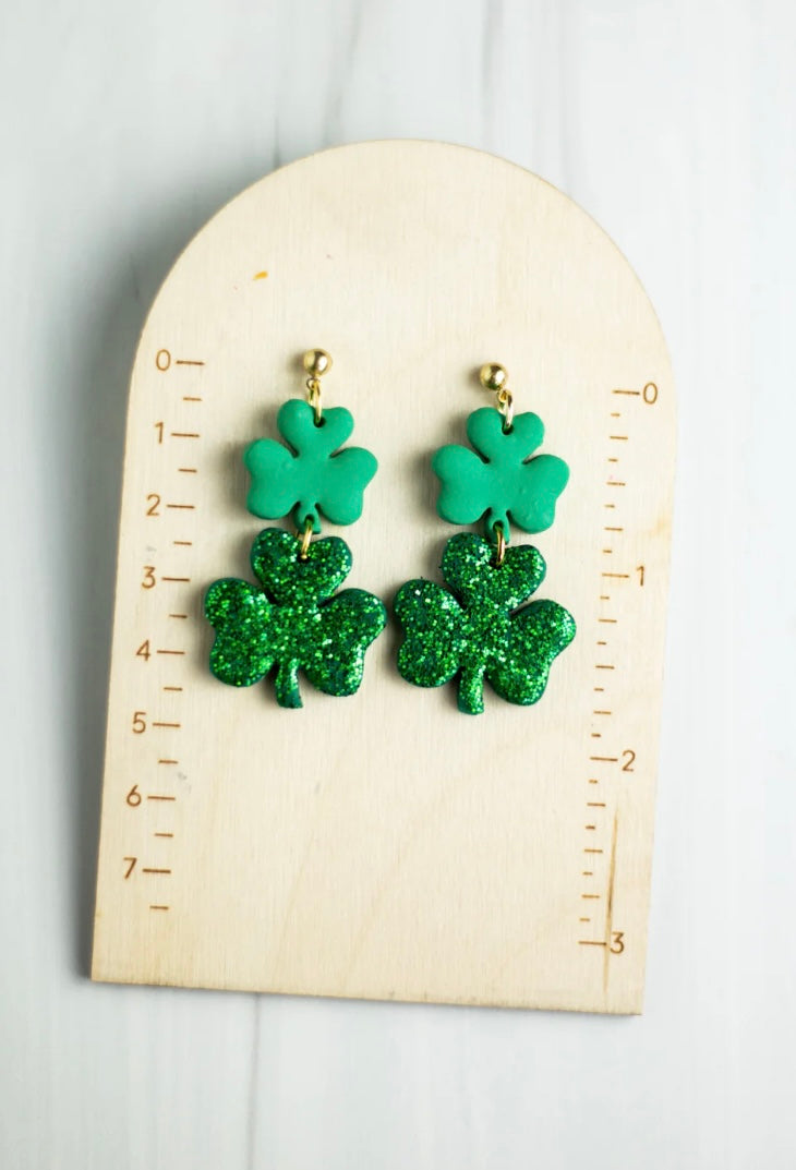 St Patrick’s Day Shamrock Duo Earrings