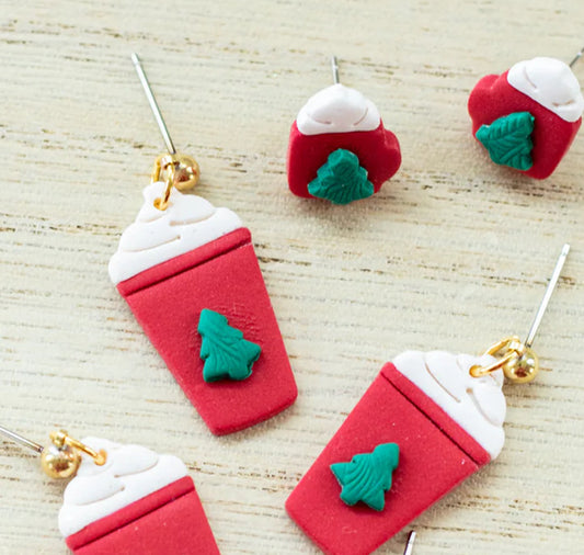 Christmas Coffee Clay Earrings
