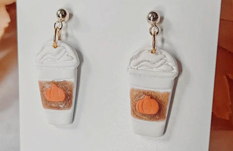Pumpkin Spice Latte Clay Earrings