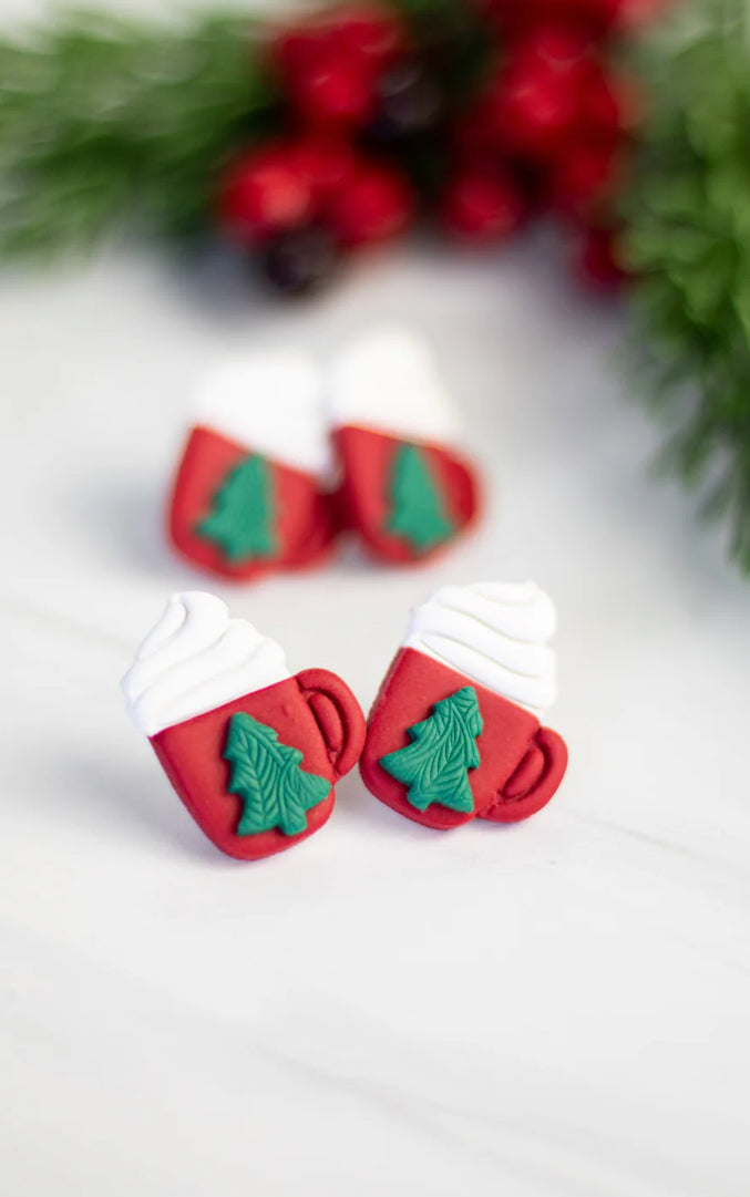 Christmas Coffee Clay Earrings