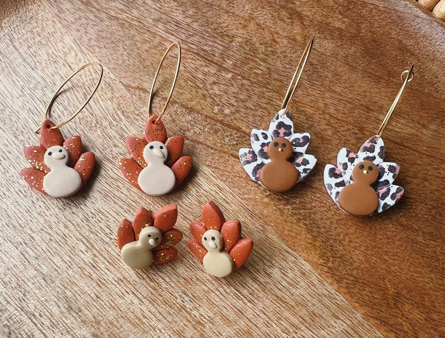 Thanksgiving Turkey Clay Earring
