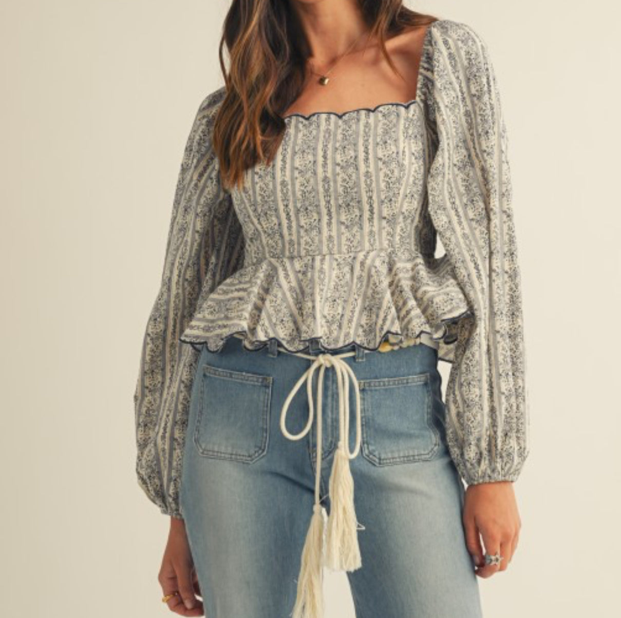 The Bluebell Darling Scalloped Blouse