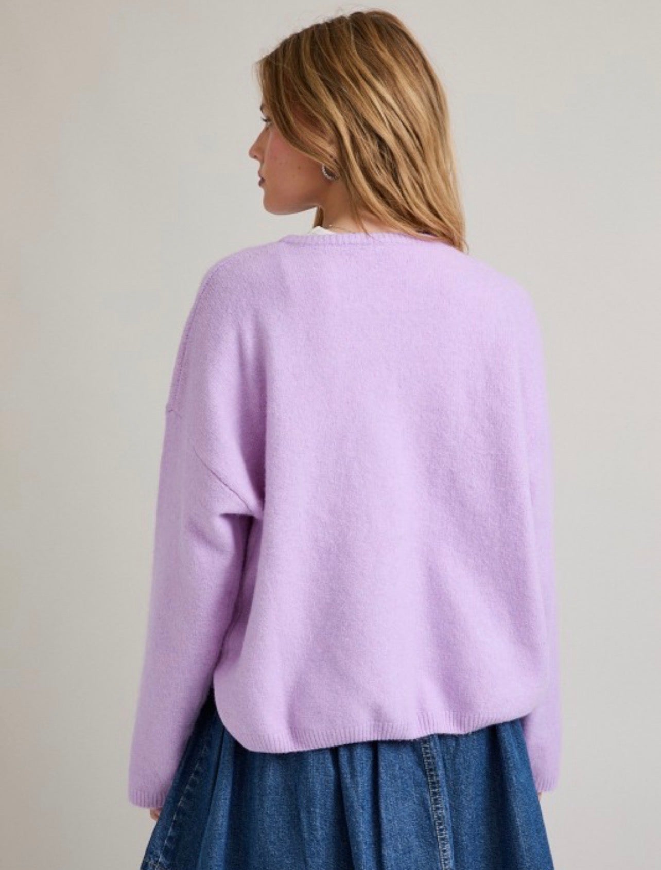 Lavender Cloud Crewneck Cardigan