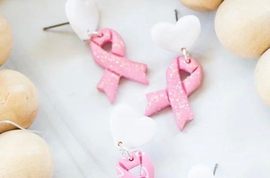 Breast Cancer Ribbon Sparkling Dangle