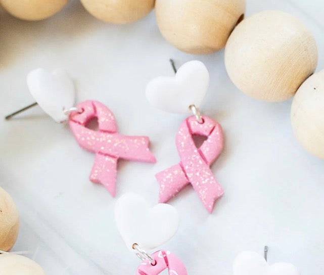 Breast Cancer Ribbon Sparkling Dangle
