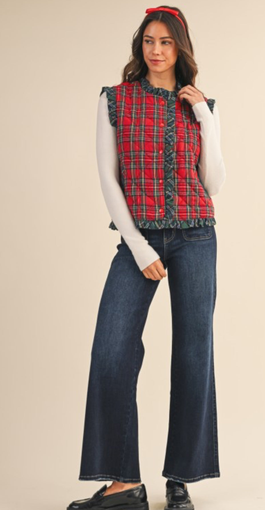 Holiday Cheer Plaid Quilted Vest