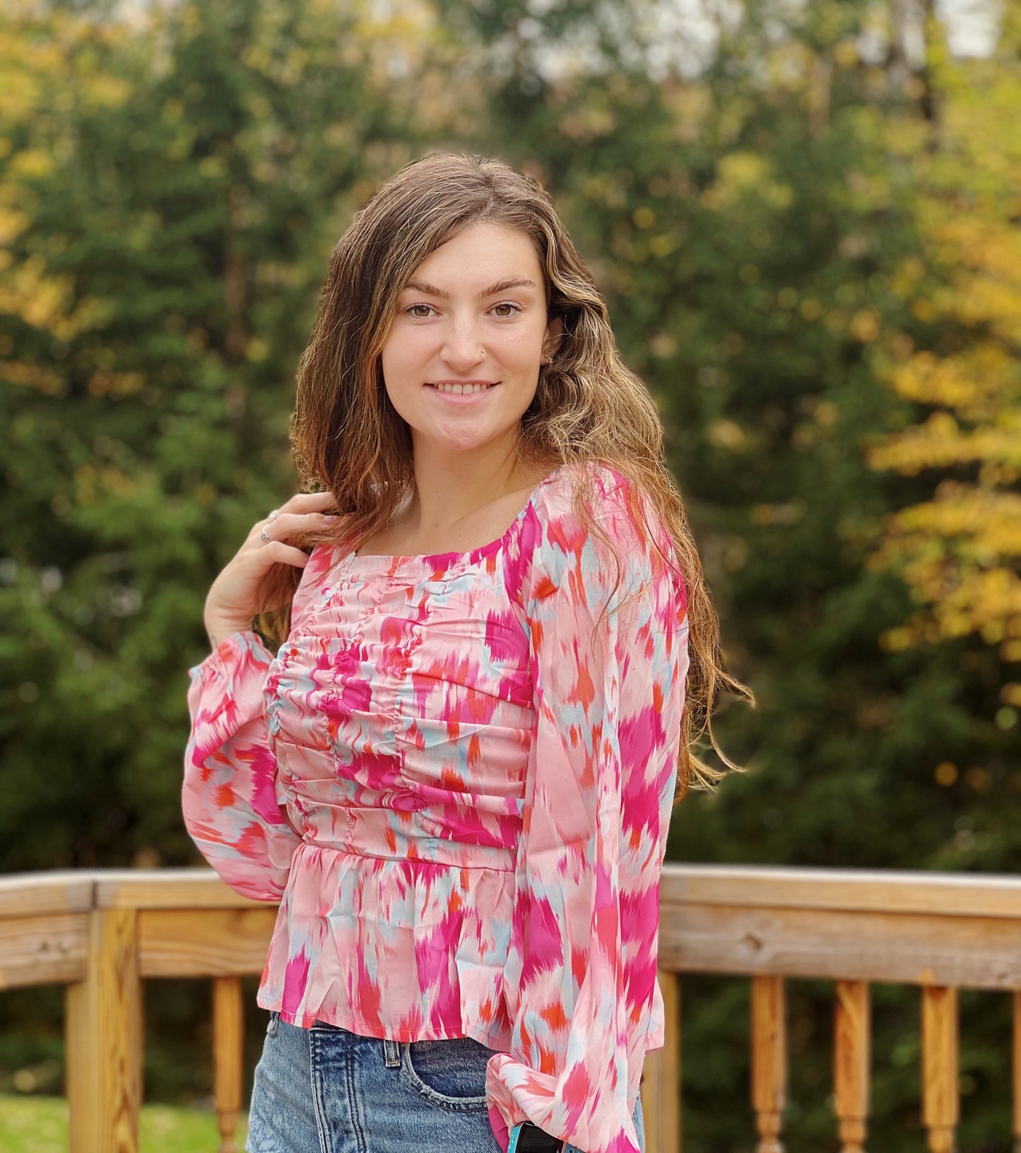 Paint The Sky Pink Long Sleeve Blouse