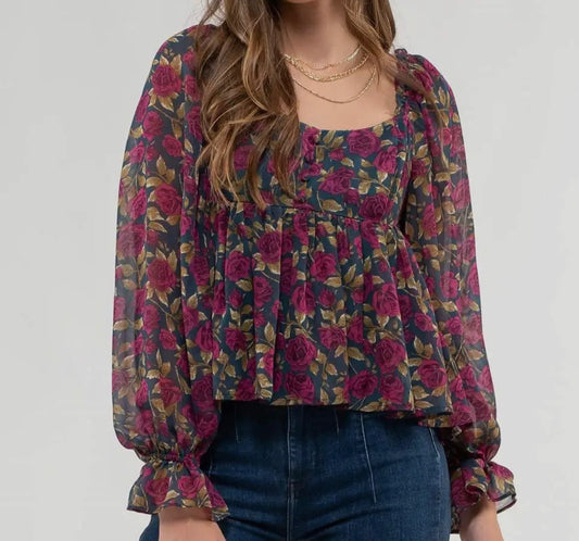 A Dreamy Romance Floral Babydoll Blouse