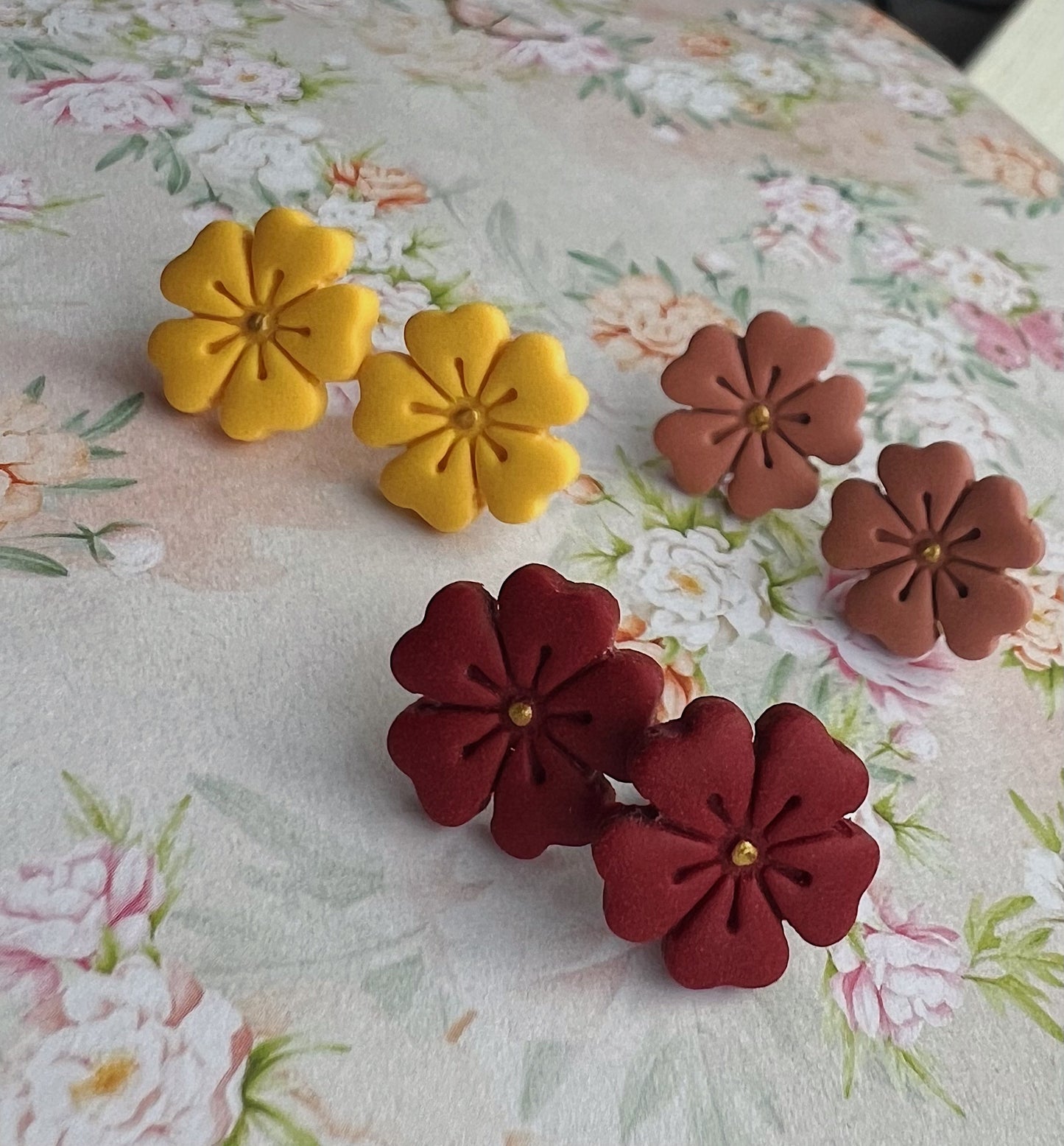 Flower Stud Clay Earrings