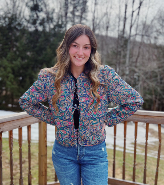 Darling Style Quilted Jacket With Bow Tie Front