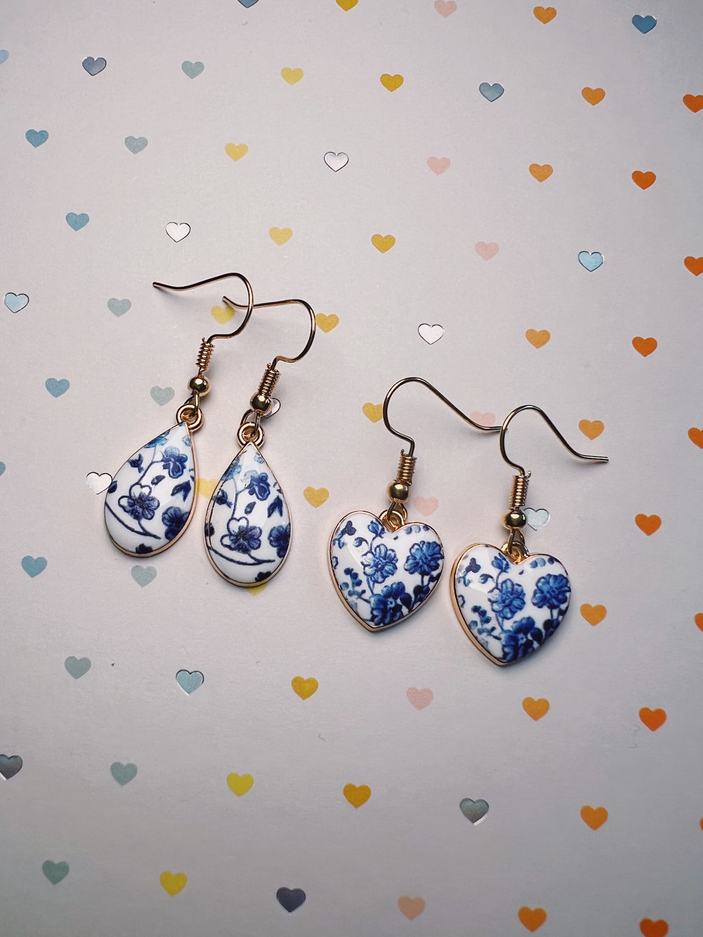 Vintage Inspired Porcelain Garden Print Earrings