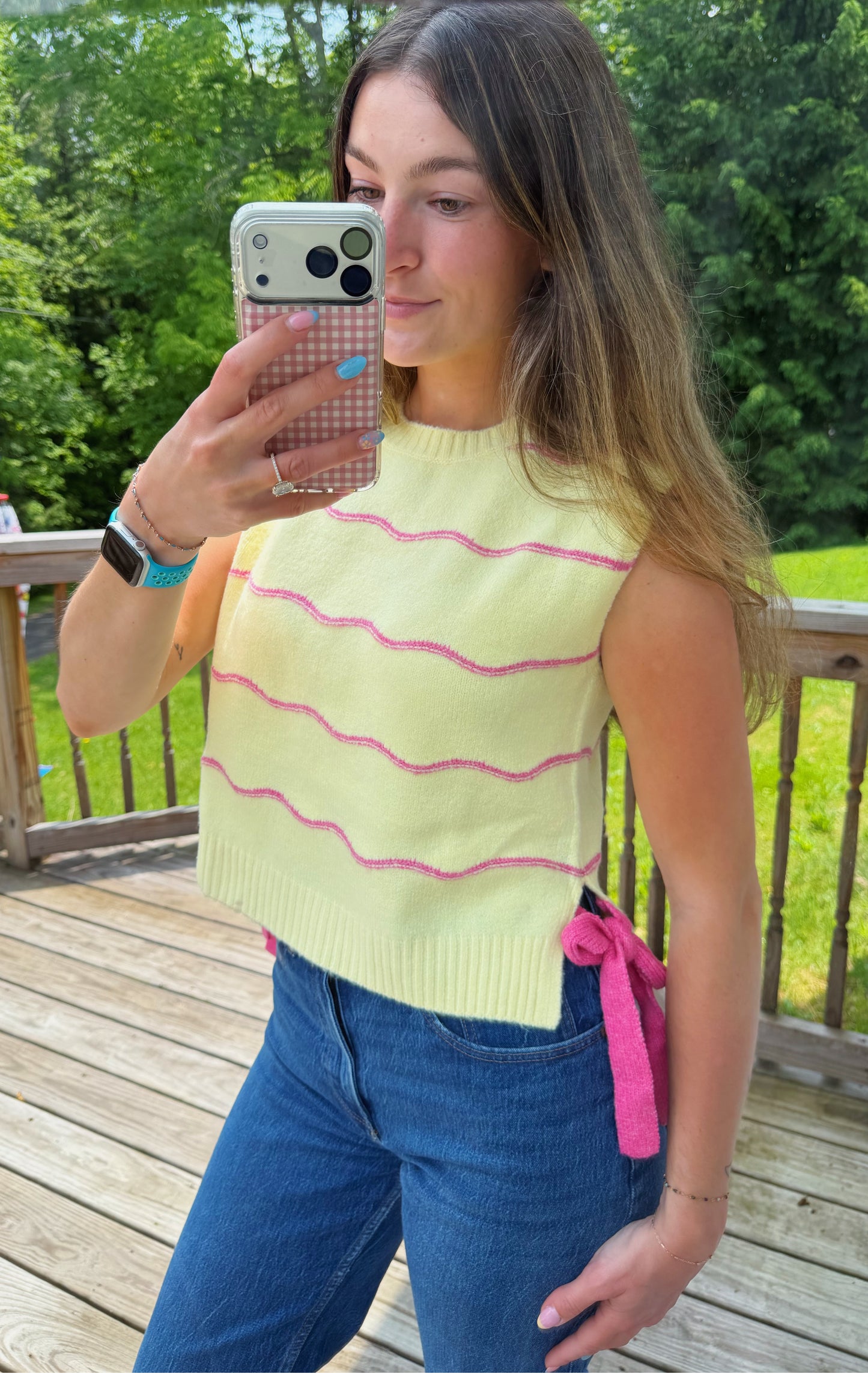 Buttercup and Blush Sweater Vest Tie Tank