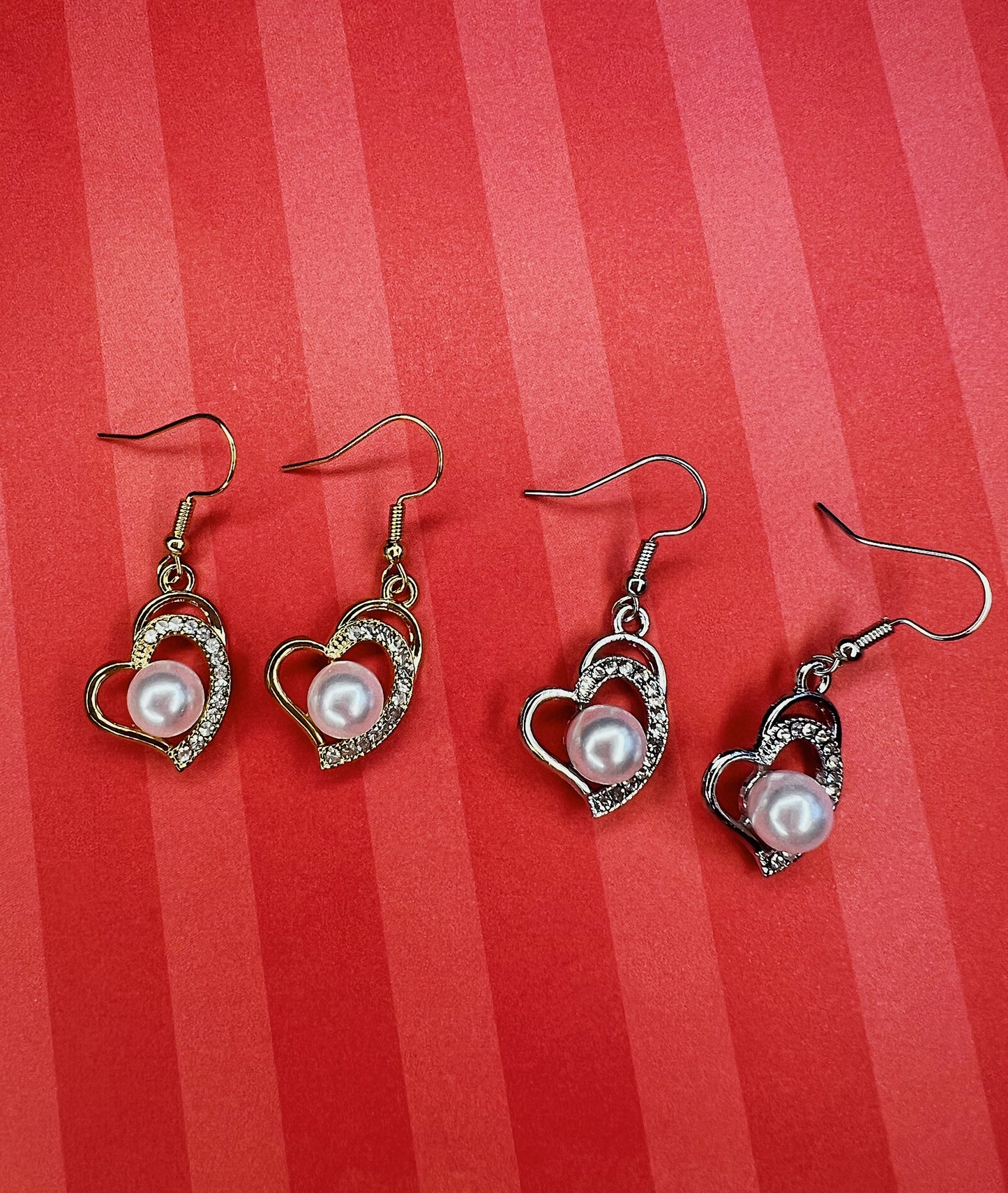 Valentines Heart Handmade Dangle Fishook Earrings