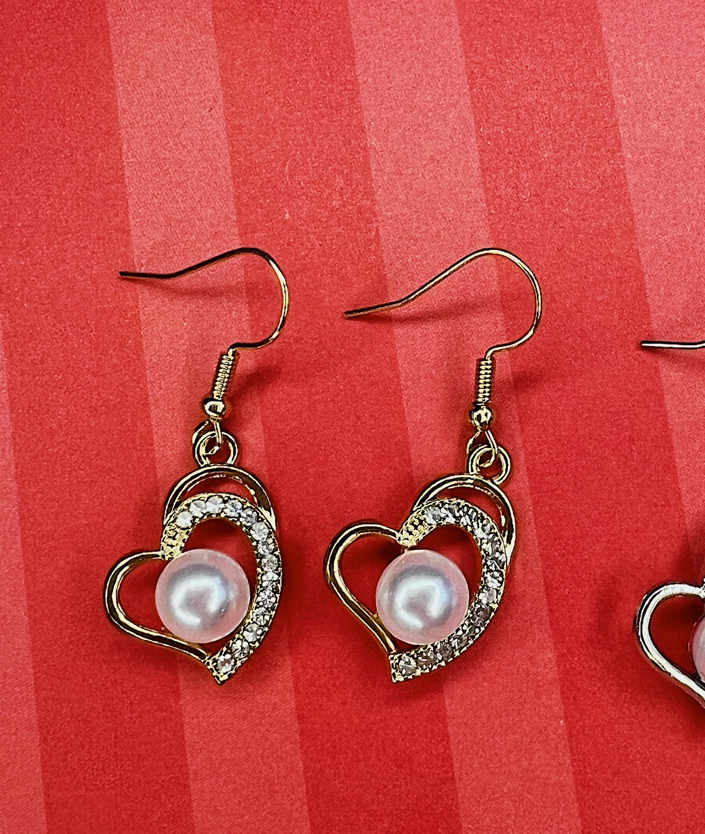 Valentines Heart Handmade Dangle Fishook Earrings
