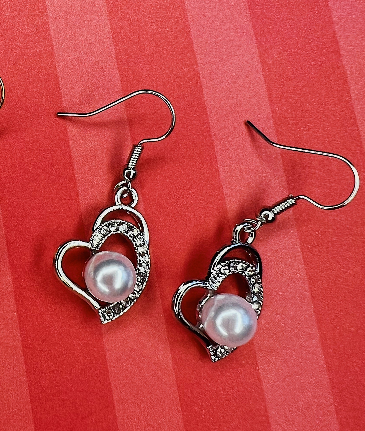 Valentines Heart Handmade Dangle Fishook Earrings