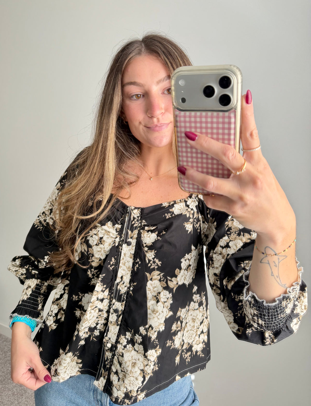 Midnight Garden Blooms Black Floral Blouse