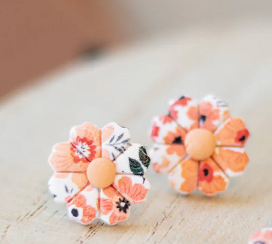 Flower Stud Clay Earrings