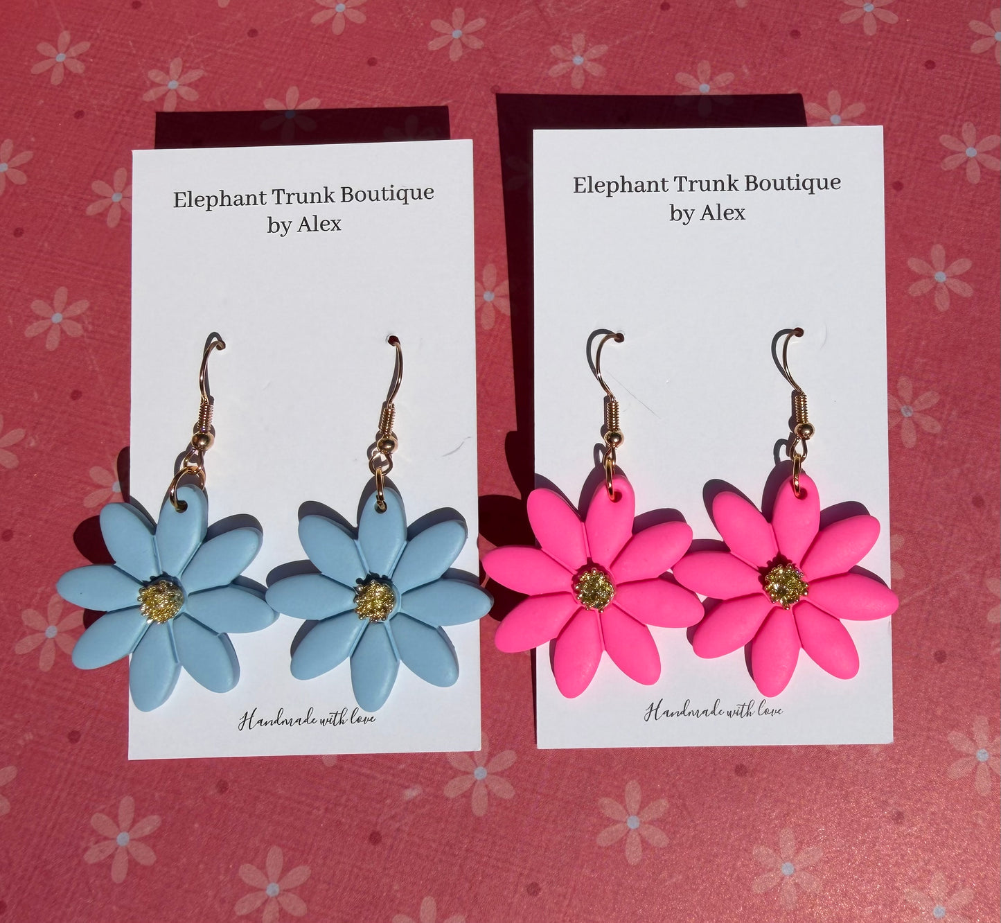Bright Large Flower Clay Dangle Earrings