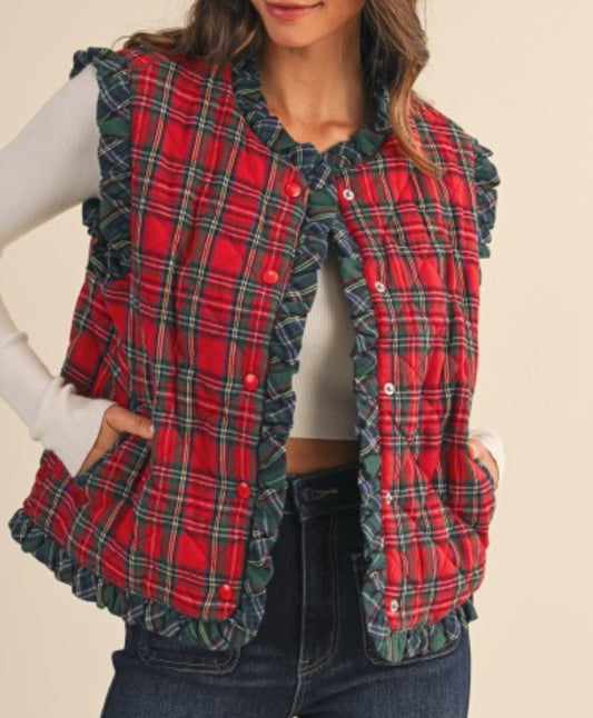 Holiday Cheer Plaid Quilted Vest