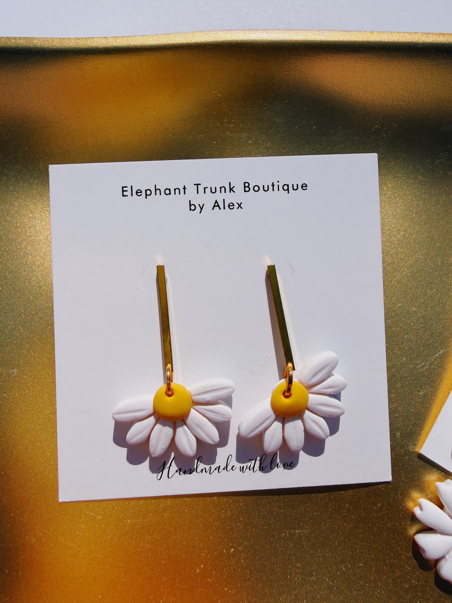 White Daisy Clay Earrings