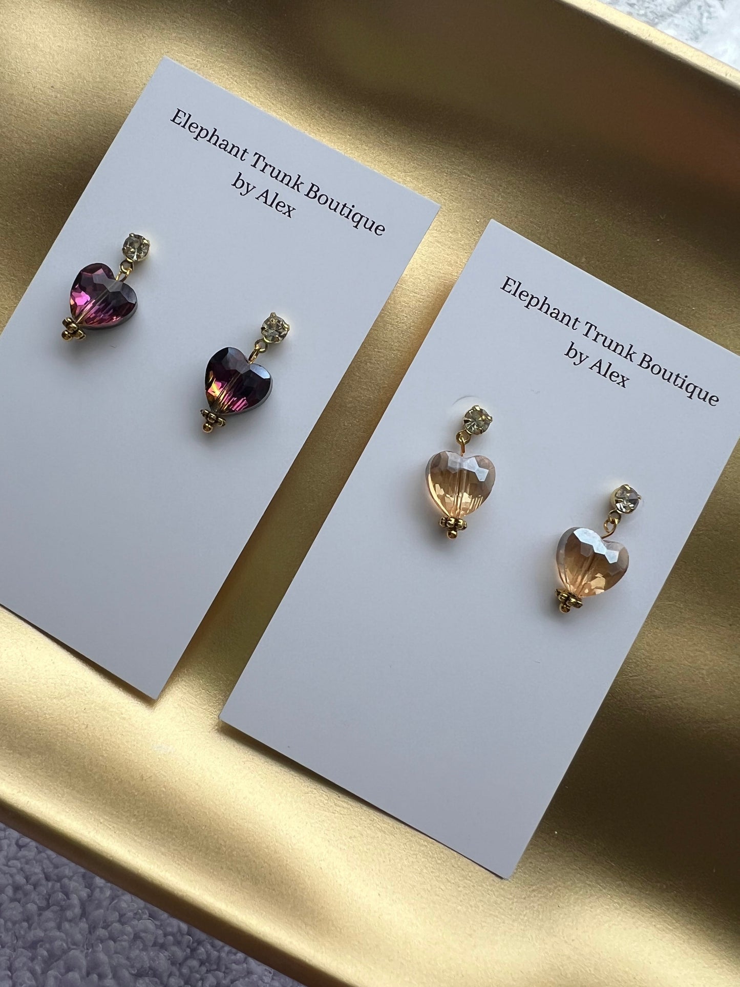 Valentines Crystal Heart Dangle Earrings