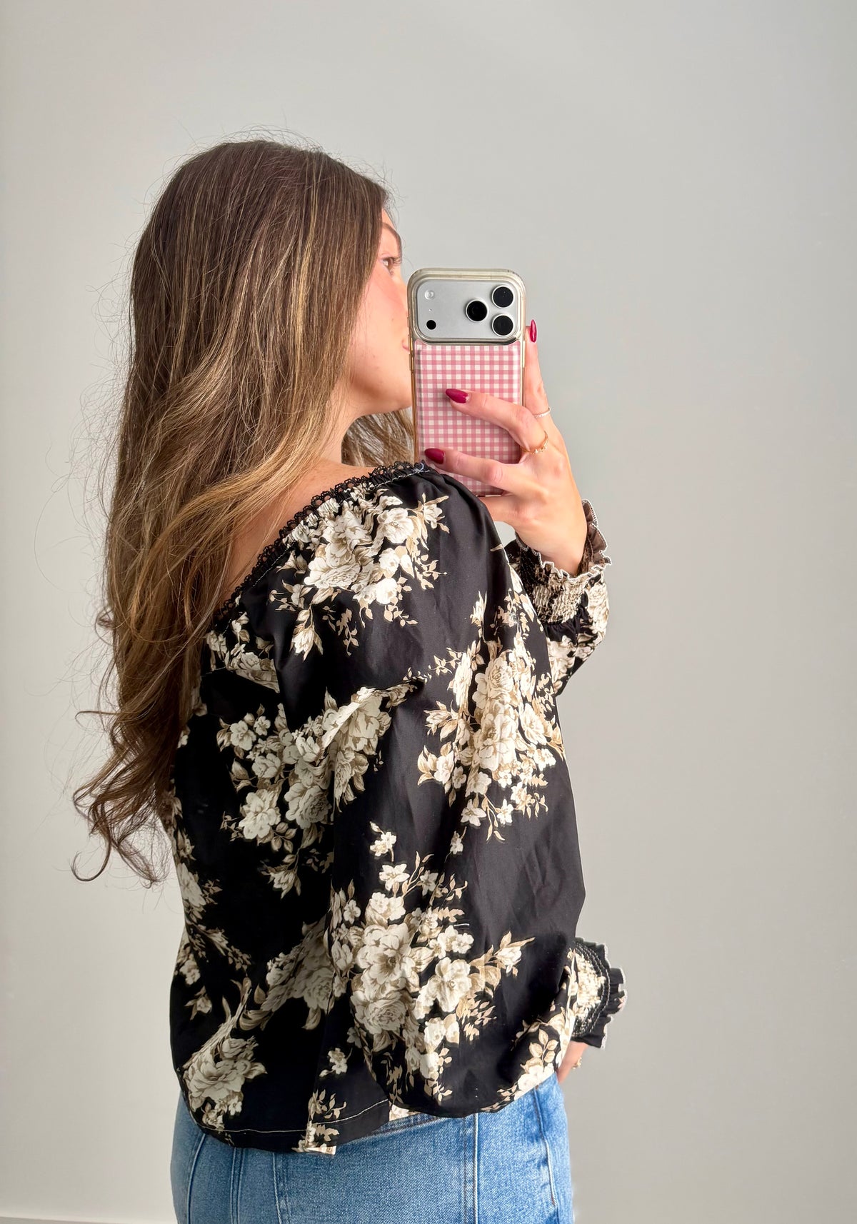 Midnight Garden Blooms Black Floral Blouse