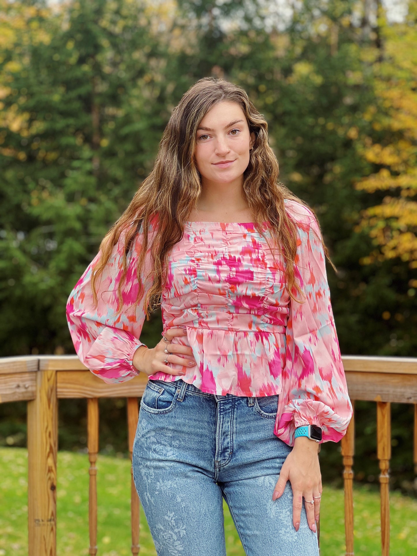 Paint The Sky Pink Long Sleeve Blouse