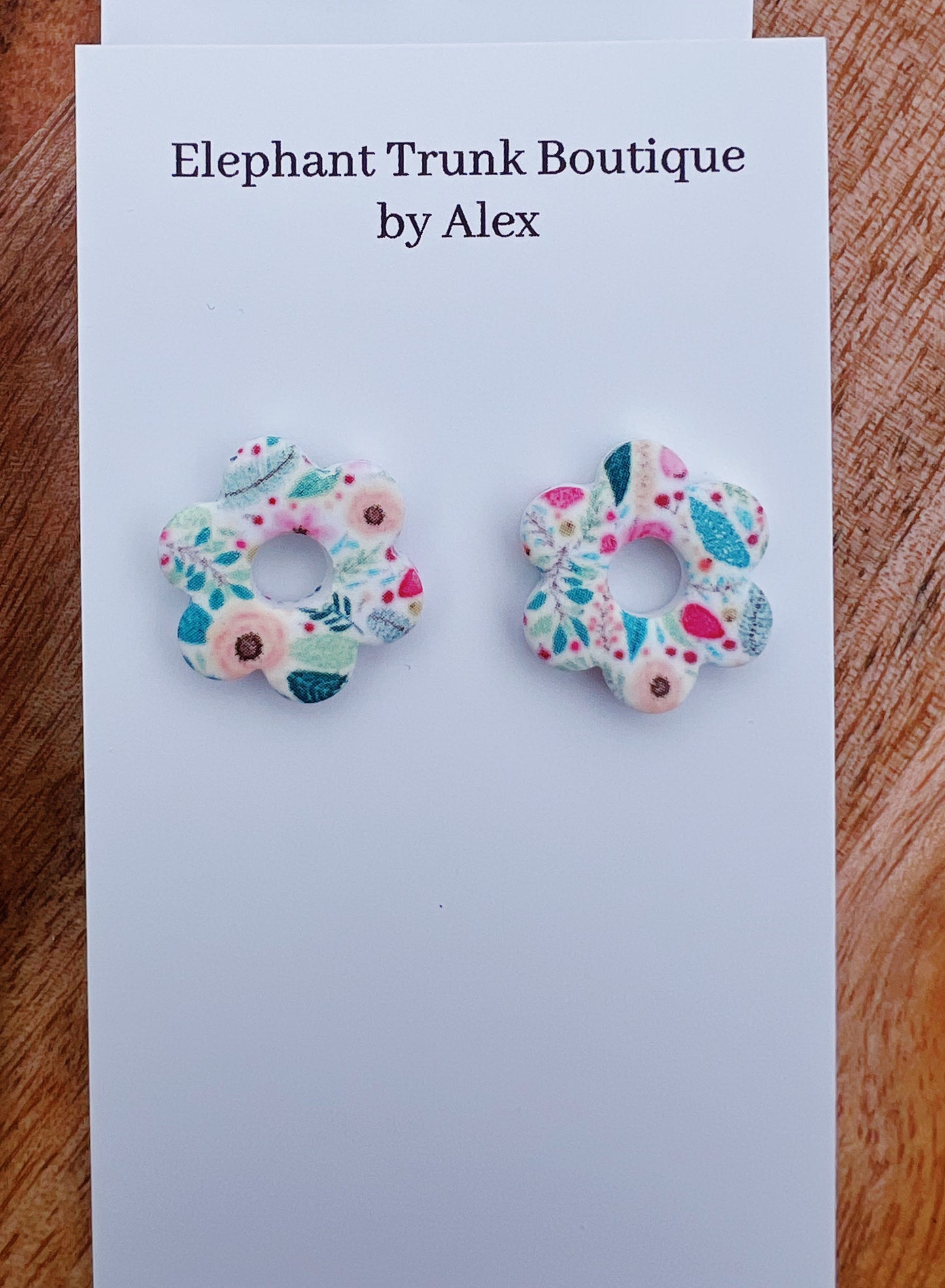 Floral Print Flower Clay Studs