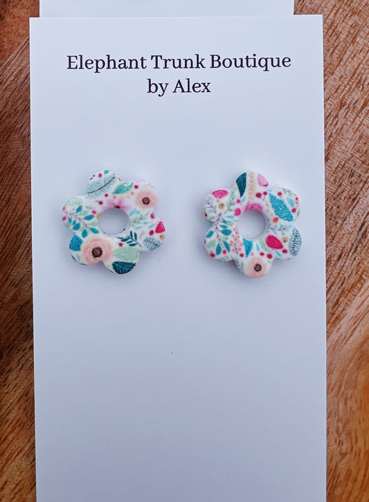 Floral Print Flower Clay Studs