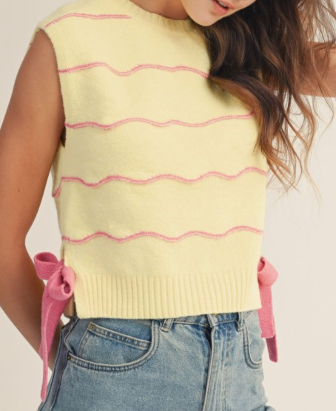 Buttercup and Blush Sweater Vest Tie Tank