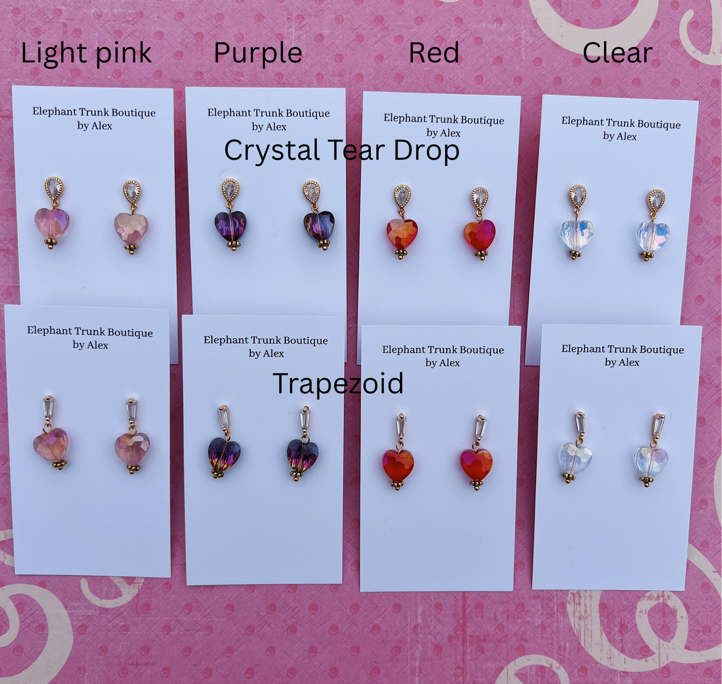 Valentines Crystal Heart Dangle Earrings