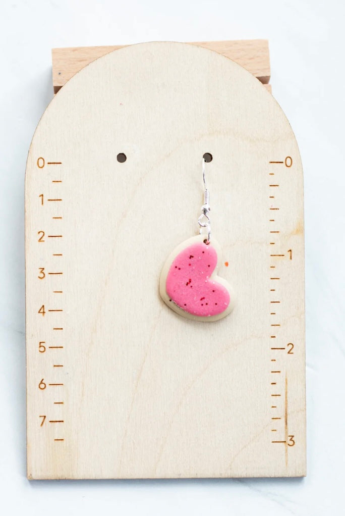 Valentines Heart Sugar Cookie Clay Dangle Earrings