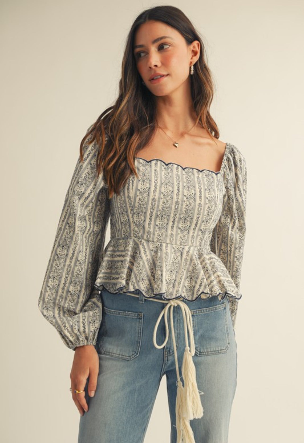 The Bluebell Darling Scalloped Blouse